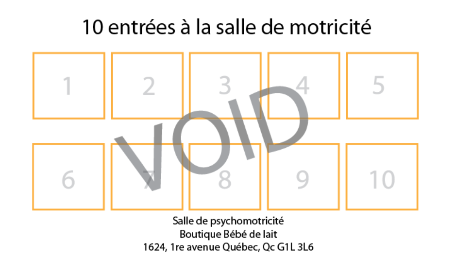 Salle de motricité - 10 entrées pour 50 $ (Valeur de 70 $)