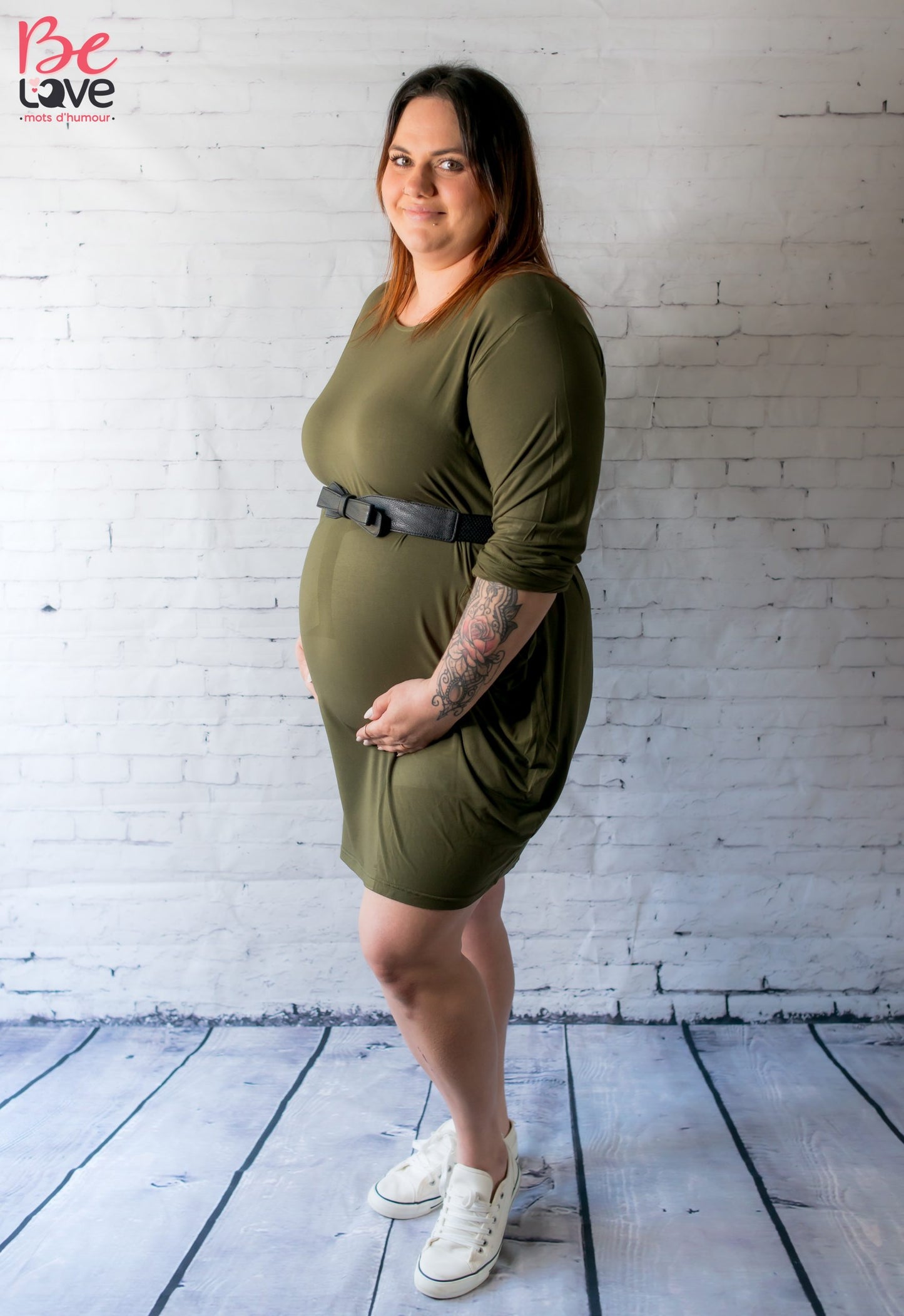 Robe maternité Laly kaki - Belove