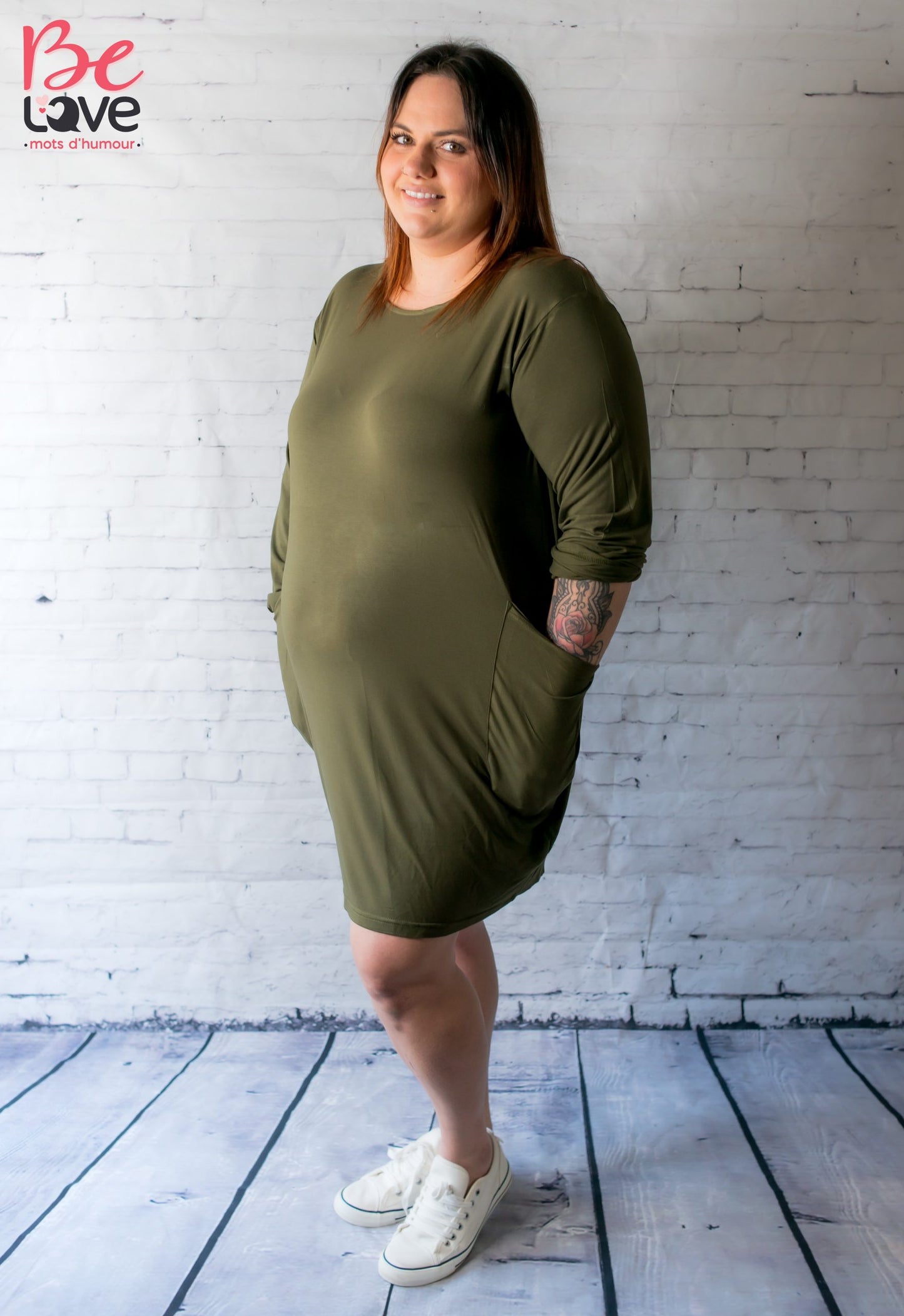 Robe maternité Laly kaki - Belove