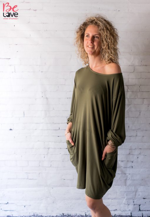 Robe maternité Laly kaki - Belove
