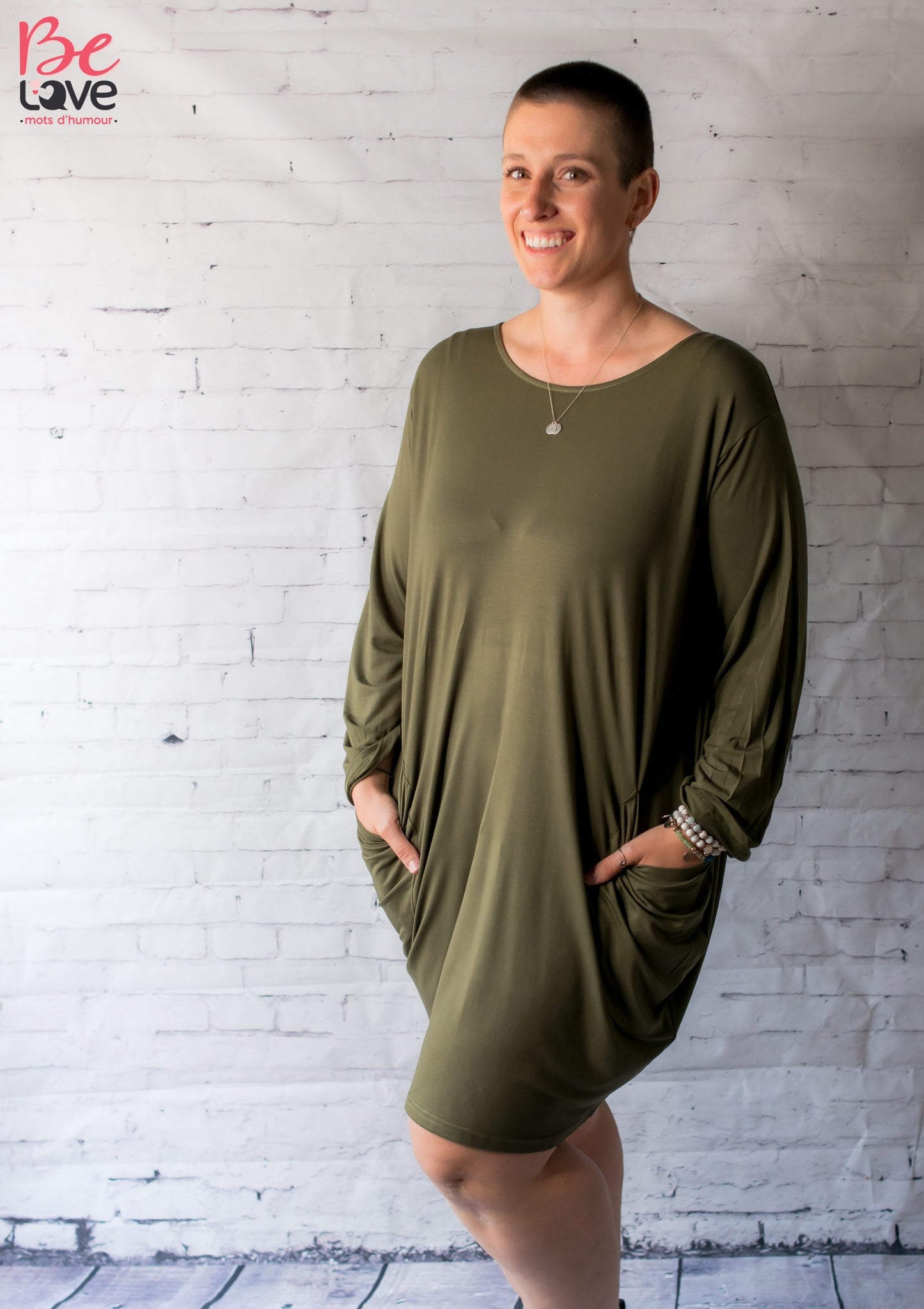 Robe maternité Laly kaki - Belove