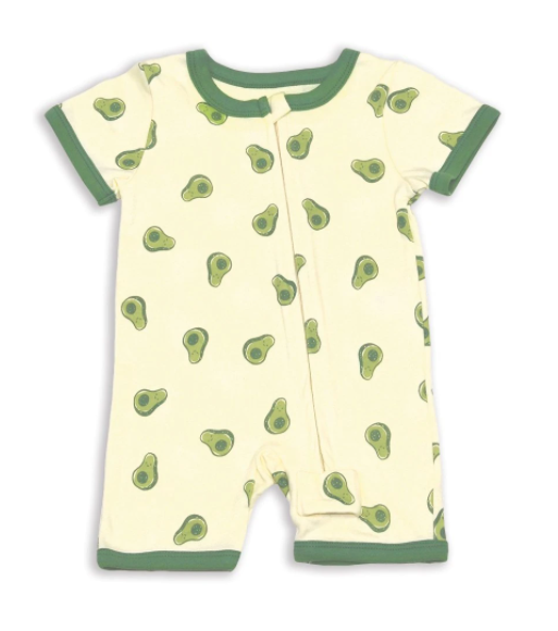 Romper court en coton biologique (avocat) - Silkberry Baby