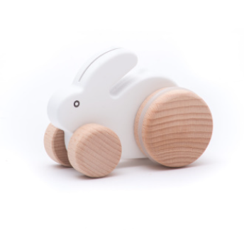 Jouet petit lapin roulant en bois - Bajo