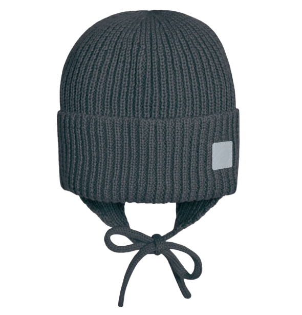 Bonnet tricoté avec oreilles mi-saison Charcoal - Perlimpinpin