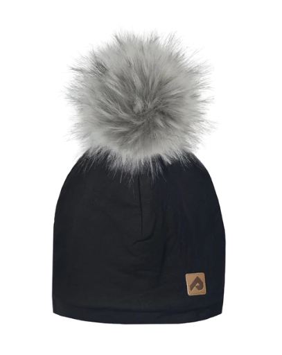 Bonnet avec pompon (tuque de mi-saison) Noir - Perlimpinpin