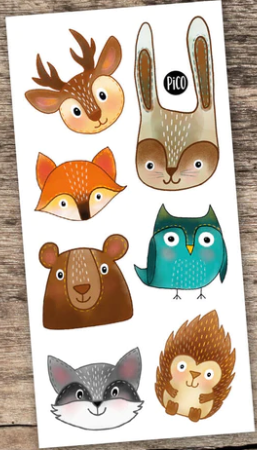 Les animaux de la forêt tatouage temporaire - Pico