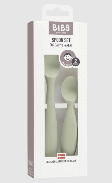 Ensemble de 2 cuillères en silicone sauge - Bibs