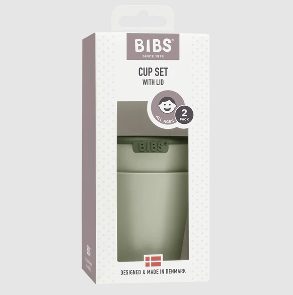 Ensemble de 2 verres avec couvercles sauge - Bibs