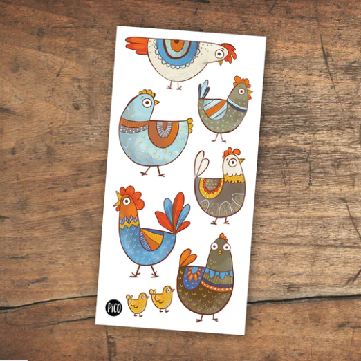 Pauline la poule tatouage temporaire - Pico