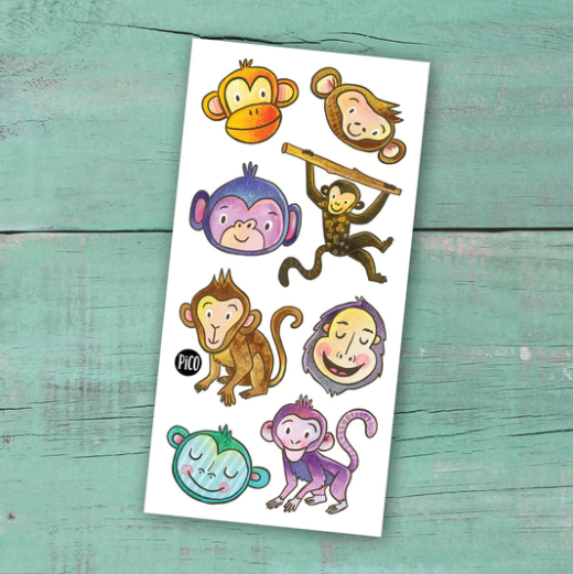 Les singes amusants tatouage temporaire - Pico