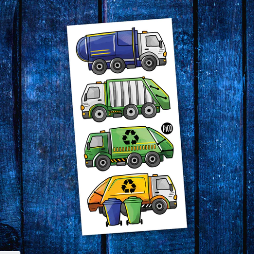 Les camions de recyclage tatouage temporaire - Pico