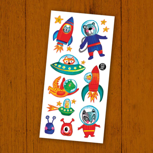 Les animaux astronautes tatouage temporaire - Pico