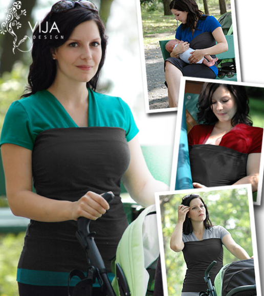 Chandail peau-à-peau manche courte noir et vert - VIJA Design