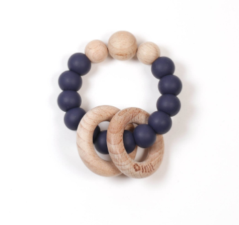 Hochet – Clic-clac: Indigo Bois et silicone