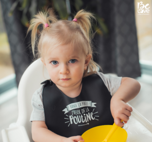 Belove - Bavoir de silicone ''J'veux de la poutine !''