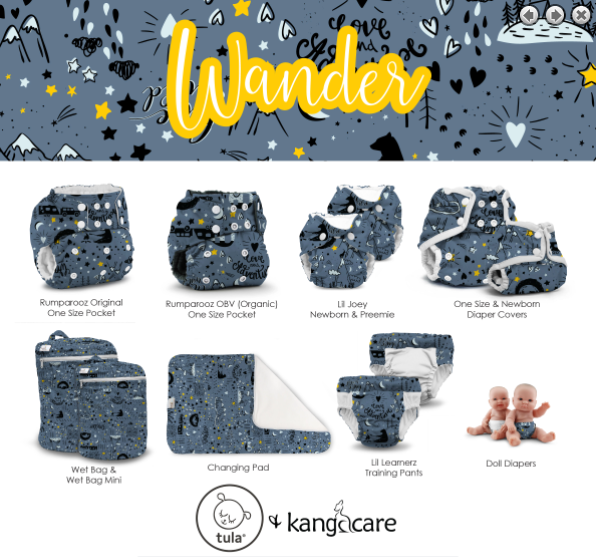 Couche lavable à poche Rumparooz One Size - Wander - Tula+Kangacare