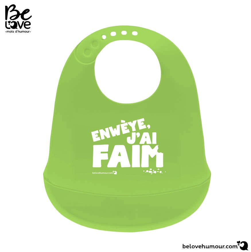 Belove - Bavoir de silicone ''Enweye j'ai faim !''
