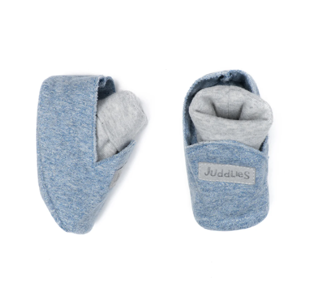 Juddlies- Pantoufles avec chaussettes intégrées 0-3m bleu