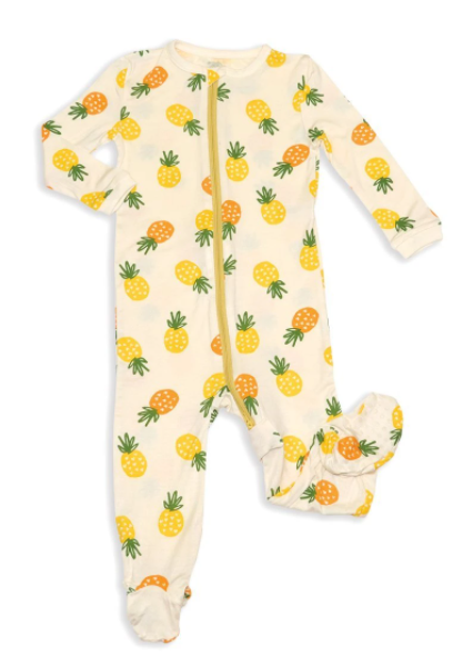 Pyjamas à pattes en bambou (Ananas) -  Silkberry Baby