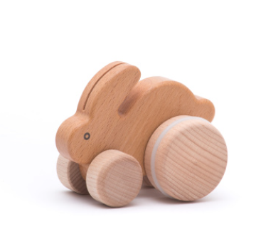 Jouet petit lapin roulant en bois  -  Bajo