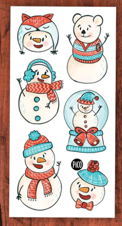 Les joyeux bonhommes de neige tatouage temporaire -  Pico