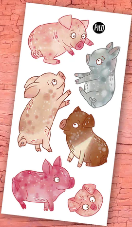 Les cochons de la ferme tatouage temporaire -  Pico