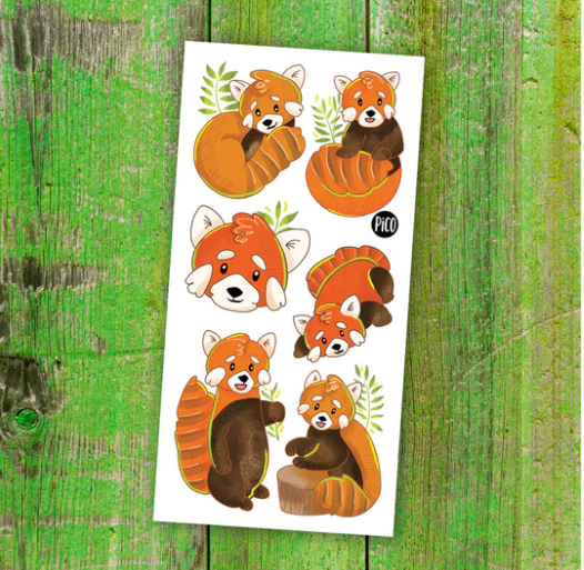 Les doux pandas roux tatouage temporaire -  Pico