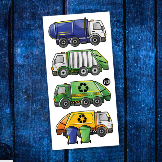 Les camions de recyclage tatouage temporaire -  Pico