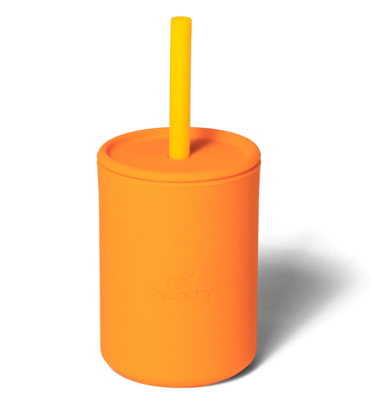 Gobelet à paille en silicone orange  -  Avanchy