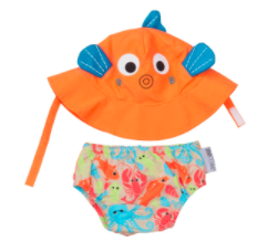 Ensemble chapeau et couche de piscine POISSON ORANGE  -  Zoochini